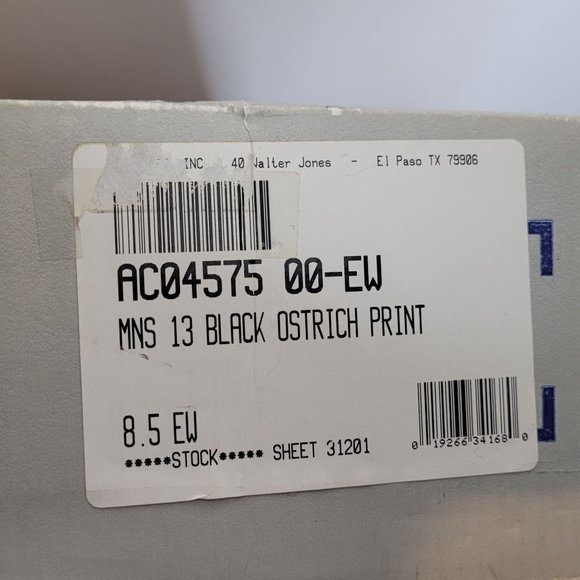 Vintage Acme Cowboy Boots Ostrich Print Mens 8.5 EW Black Original Box 80s - Picture 12 of 13